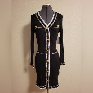 NWT Lark + Grey Black & White Knit Dress Size Large